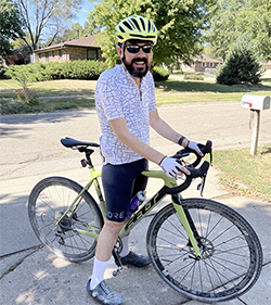 larry lohmeier on bicycle